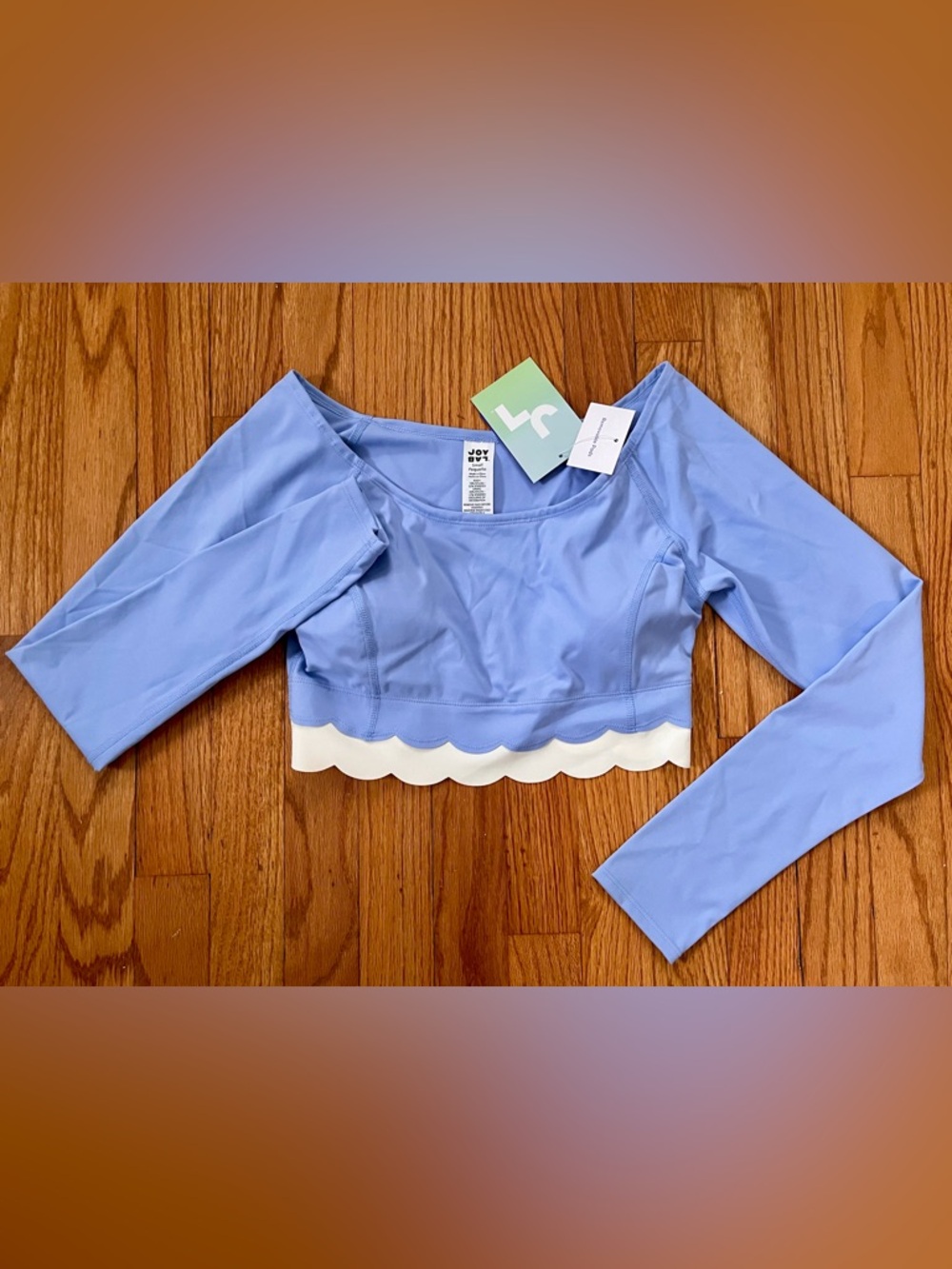 NWT JoyLab Lavender Long Sleeve Cropped Workout Top with Removable Pads